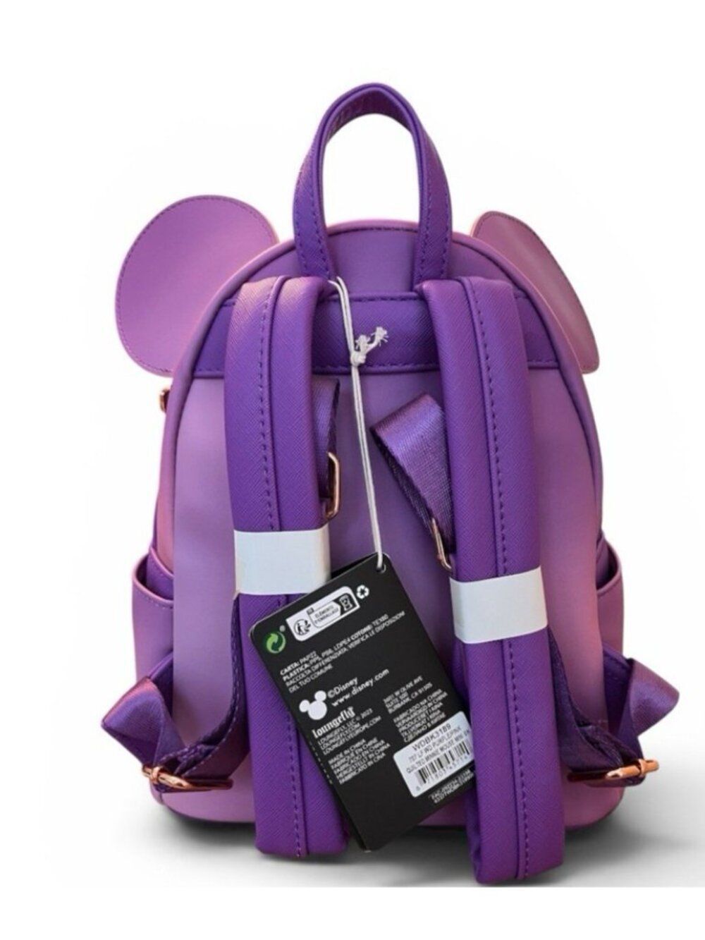 Loungefly Disney Minnie Mouse Purple Quilted Mini Backpack Lavendar Haze Bow NWT - Picture 7 of 7